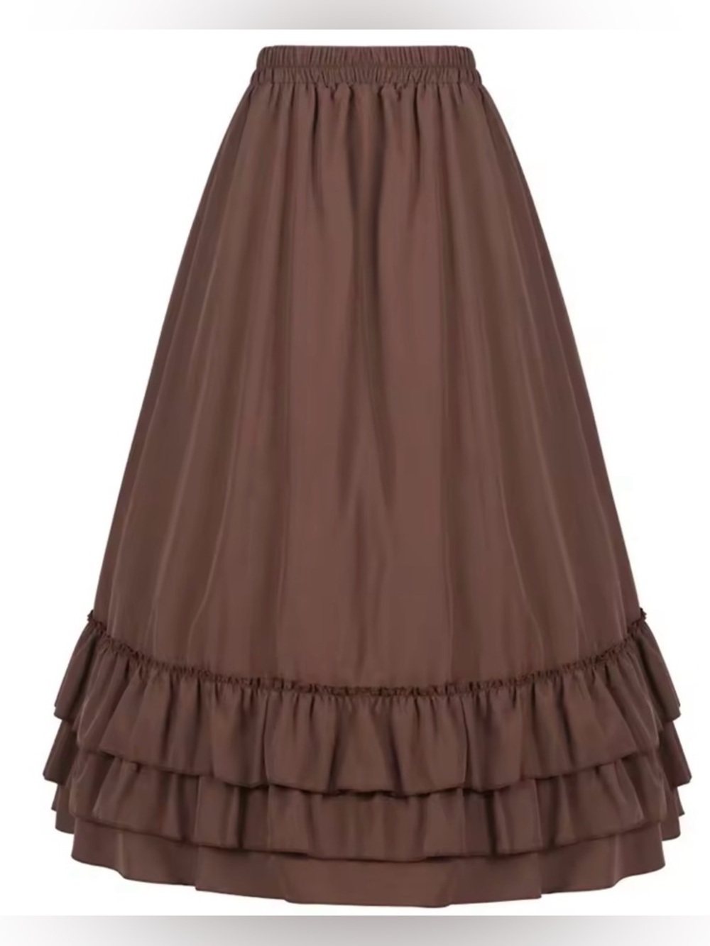 Brown Victorian Ruffle Maxi Skirt Gothic Steampunk Cottagecore XL - Picture 4 of 12